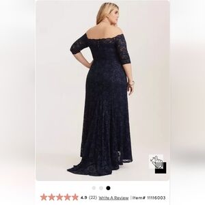 Elegant Navy Lace Off-Shoulder Dress